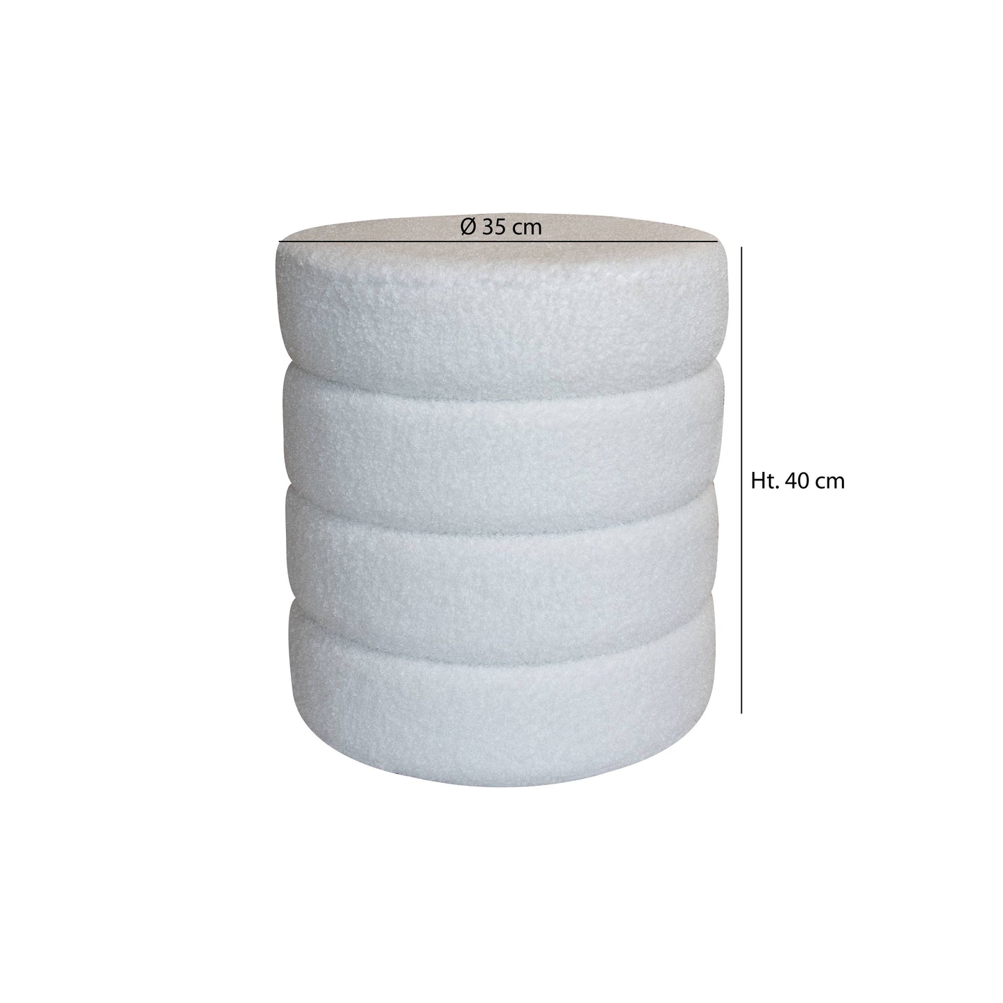 Japandi Poef Teddy - Bouclé Wit