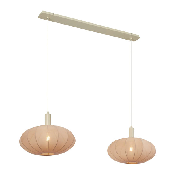 Japandi hanglamp Bida beige 2-lichts detail kappen