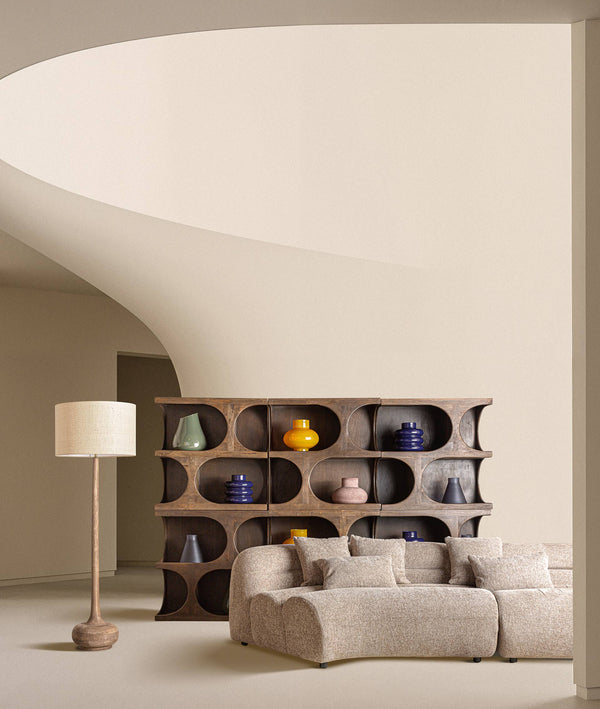 Japandi Vloerlamp Mangohout - Bruin