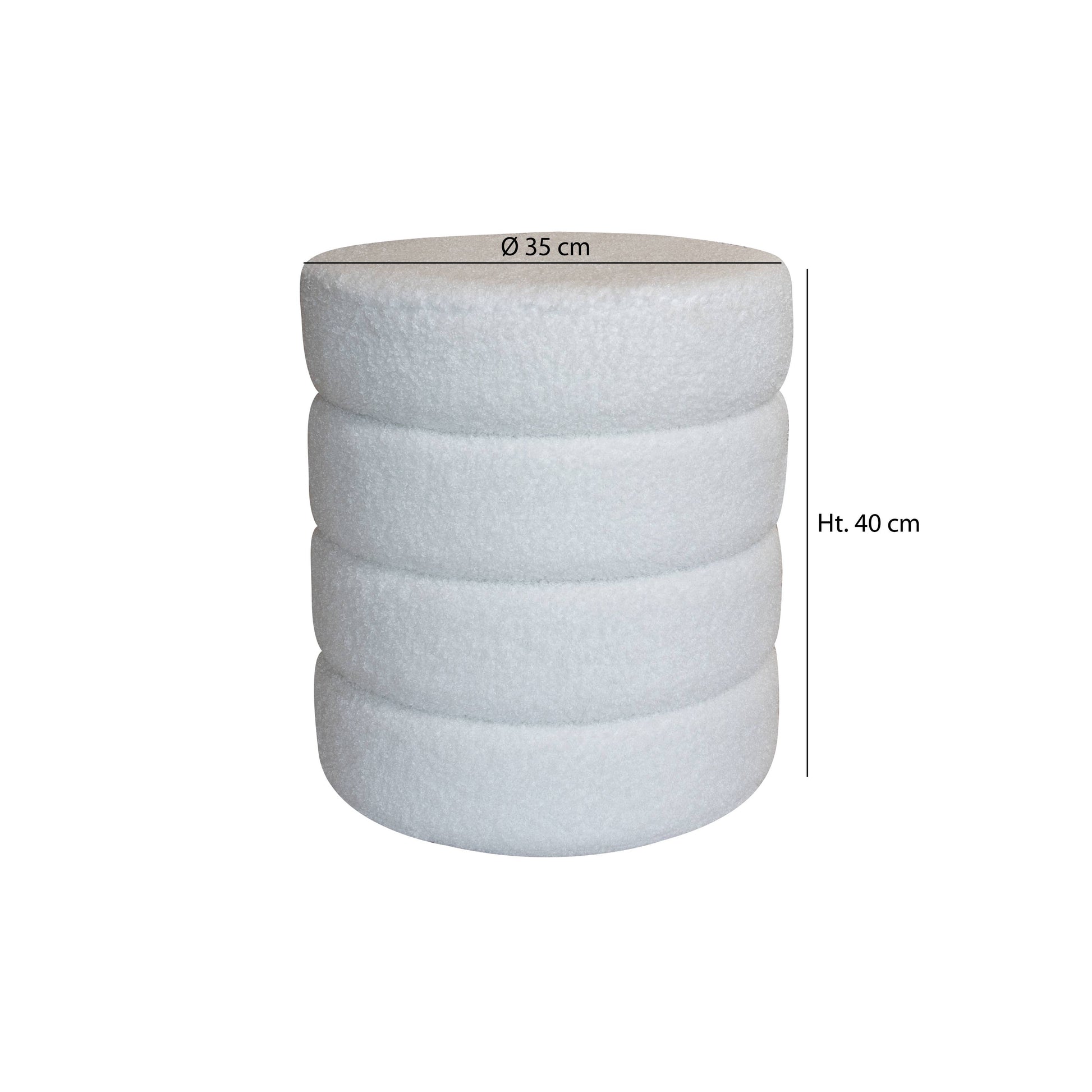 Japandi Poef Teddy - Bouclé Wit