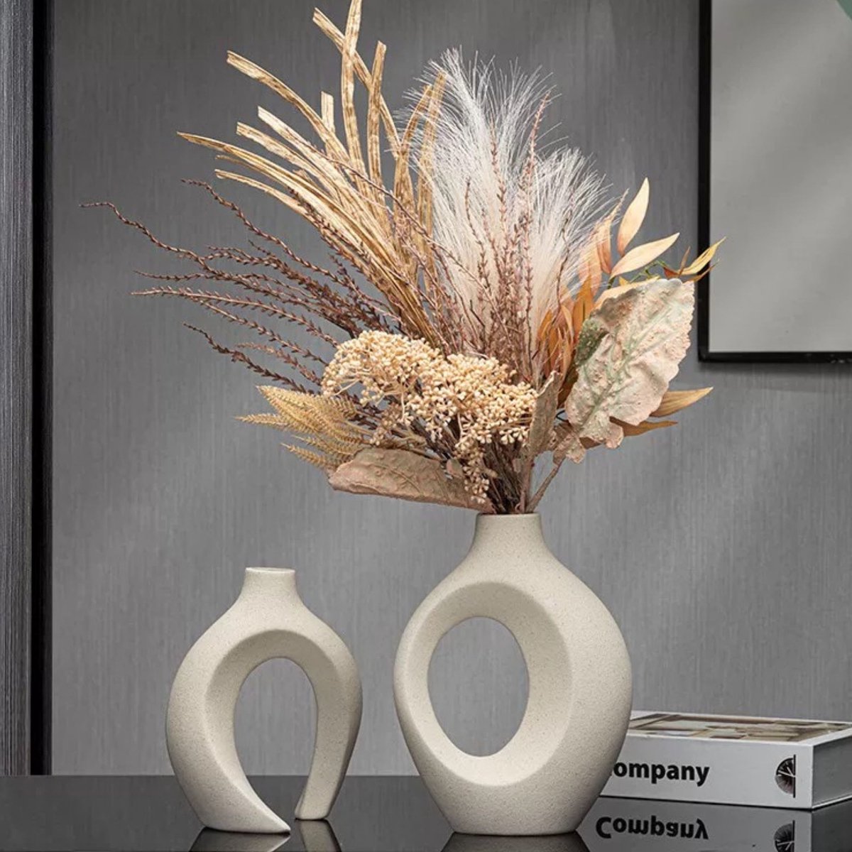 Keramische vazenset beide kleuren - zwart en beige keramiek