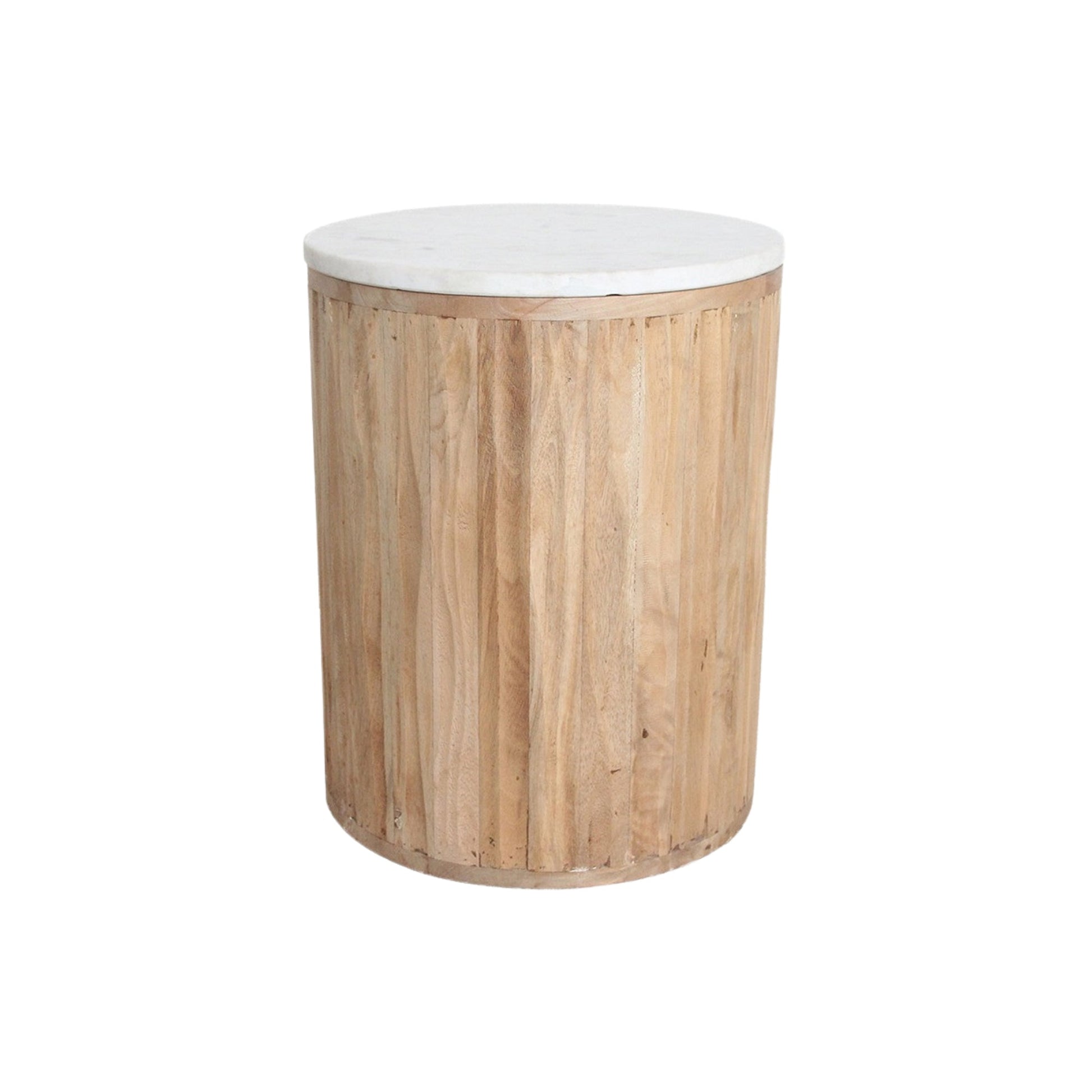 Ronde Bijzettafel Malakka Marmer Wit - Bijzettafel