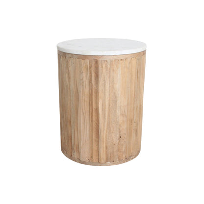 Ronde Bijzettafel Malakka Marmer Wit - Bijzettafel