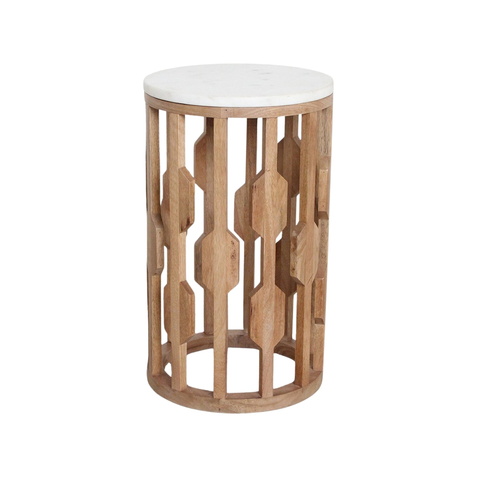 Atjeh bijzettafel marmer wit – 40x40x50 cm - Bijzettafel