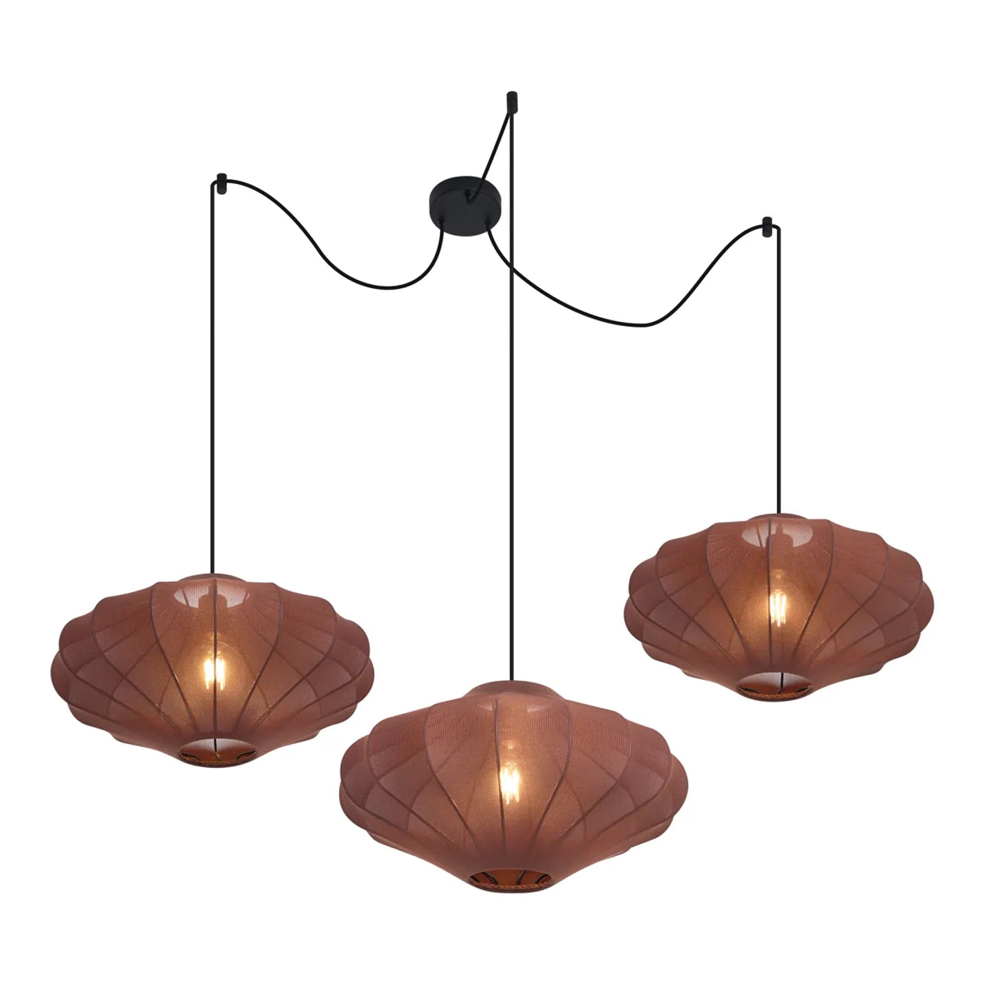 Japandi hanglamp Plu bruin detail ophanging