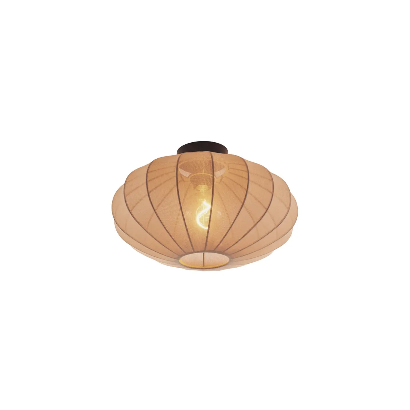 Japandi plafondlamp Bida bruin detail stoffen kap