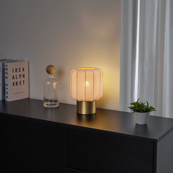 Japandi tafellamp Pluni goud beige bolvormig
