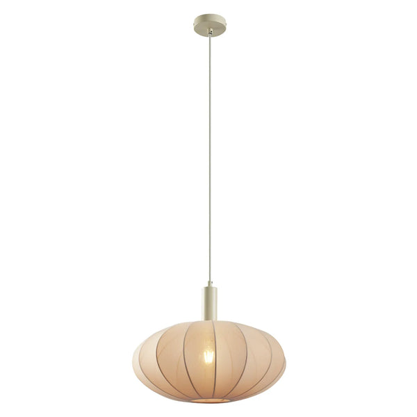 Japandi hanglamp Bida beige in woonkamer