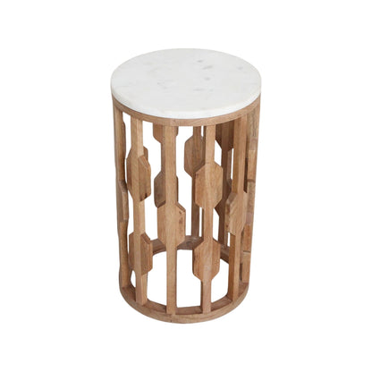 Atjeh bijzettafel marmer wit – 40x40x50 cm - Bijzettafel - afbeelding 9