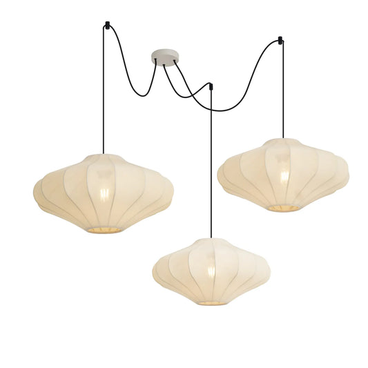 Japandi hanglamp Plu beige detail stoffen kap