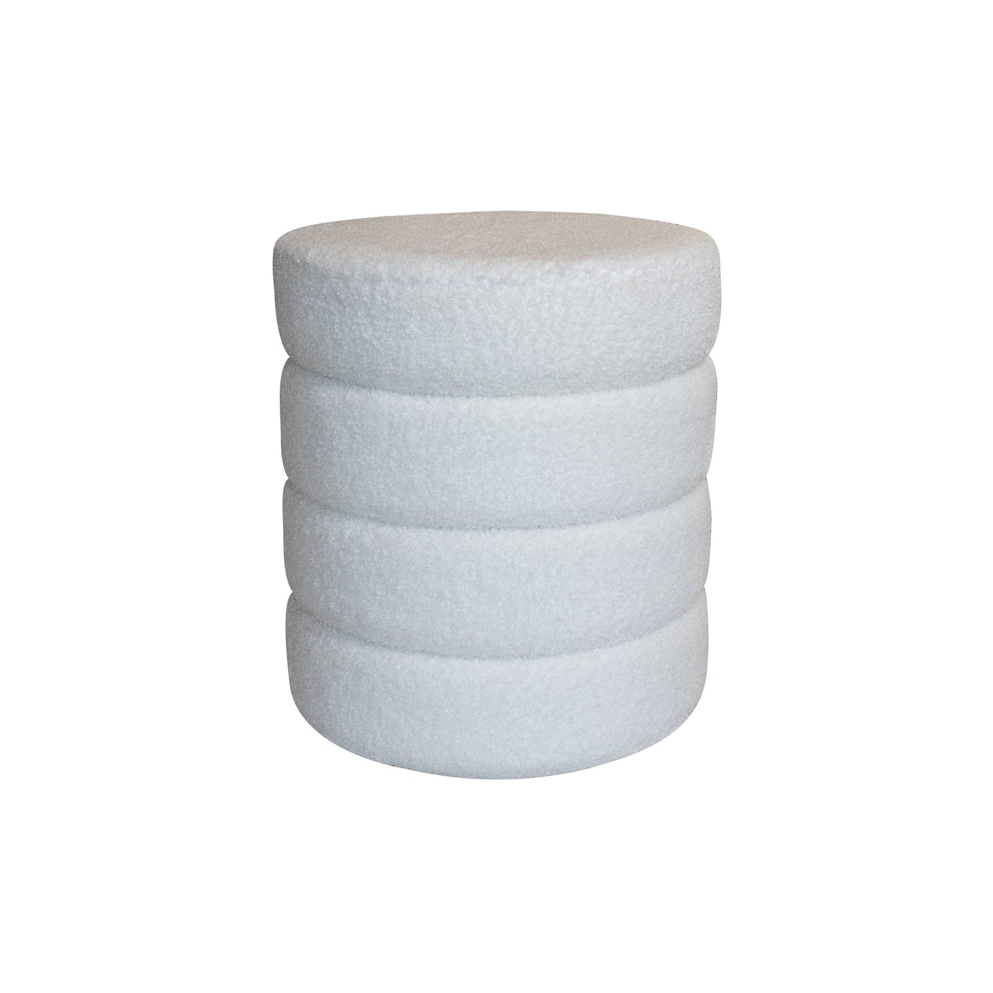 Japandi Poef Teddy - Bouclé Wit