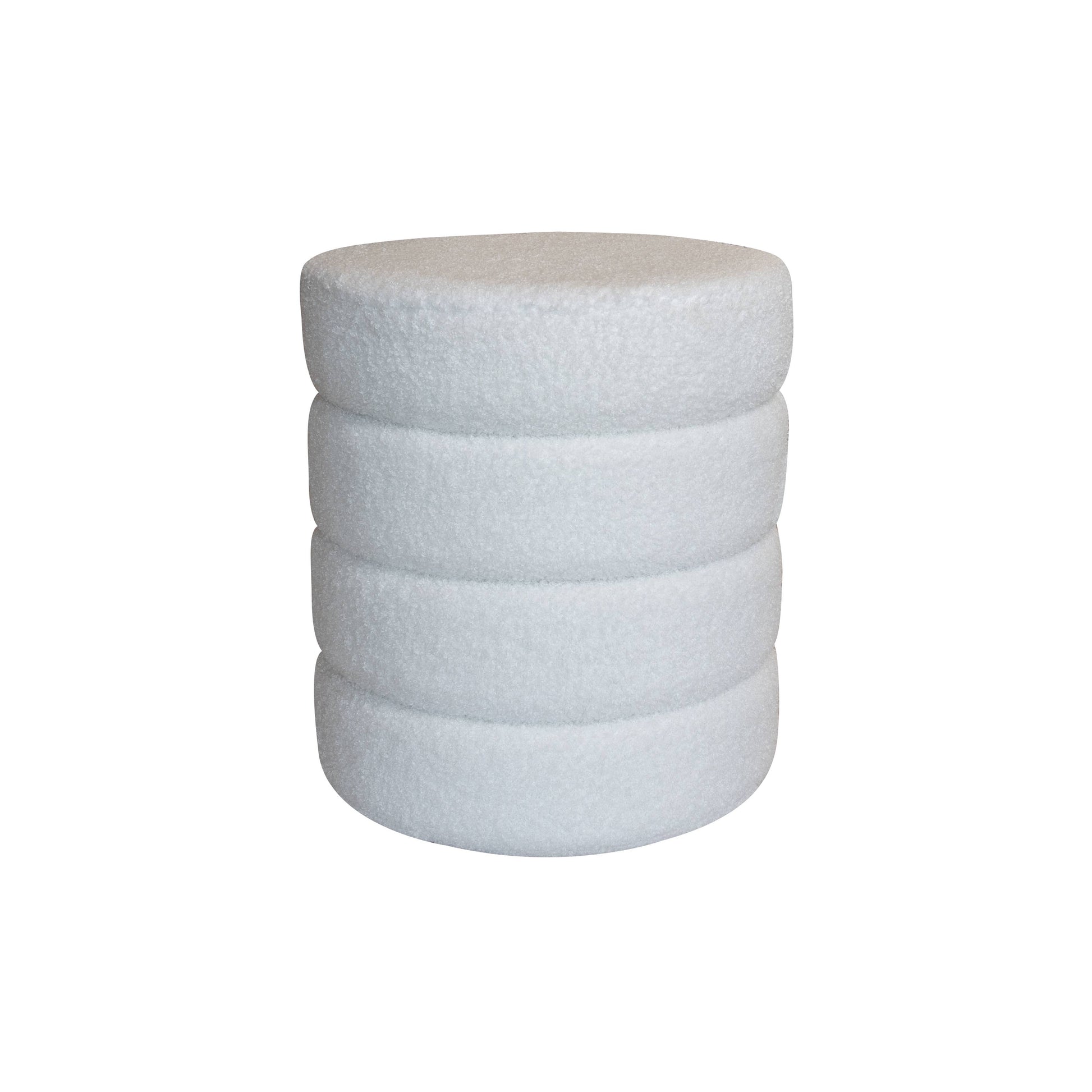 Japandi Poef Teddy - Bouclé Wit