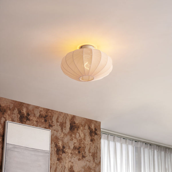 Japandi plafondlamp Bida beige stoffen kap sfeerverlichting