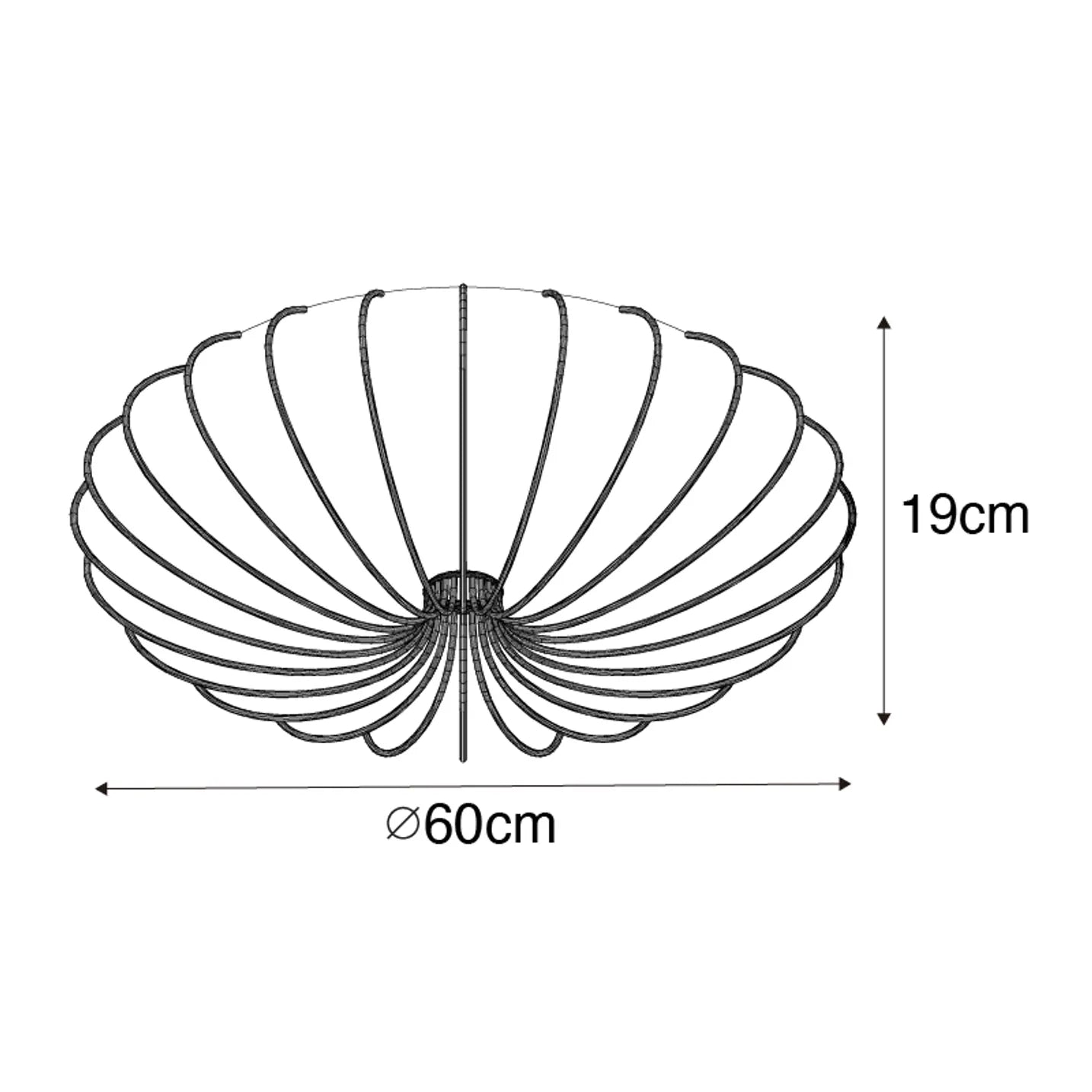 Japandi plafondlamp Plu grijs lichteffect
