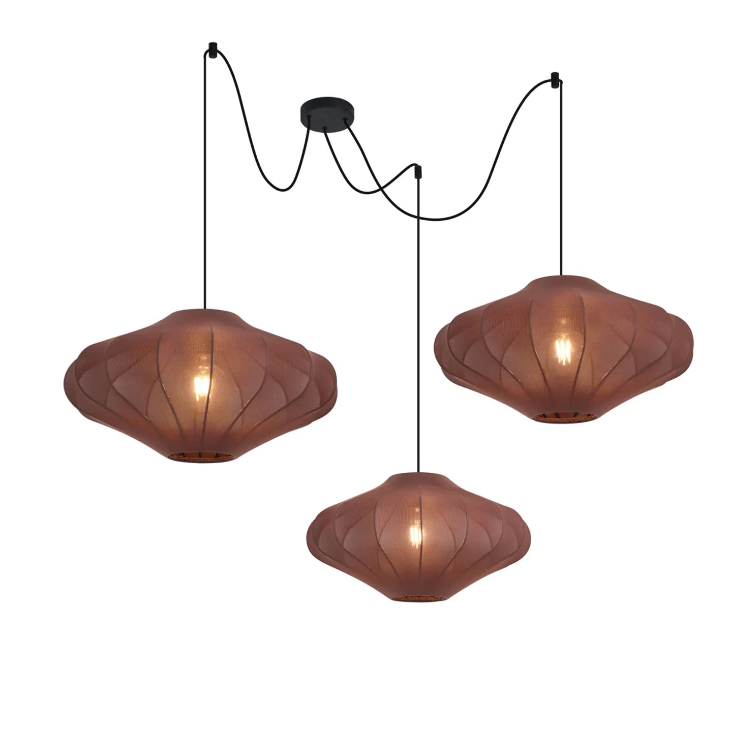 Japandi hanglamp Plu bruin detail stoffen kap