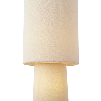 Japandi vloerlamp Trompet beige in woonkamer naast fauteuil