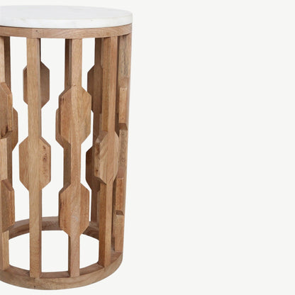 Atjeh bijzettafel marmer wit – 40x40x50 cm - Bijzettafel - afbeelding 5