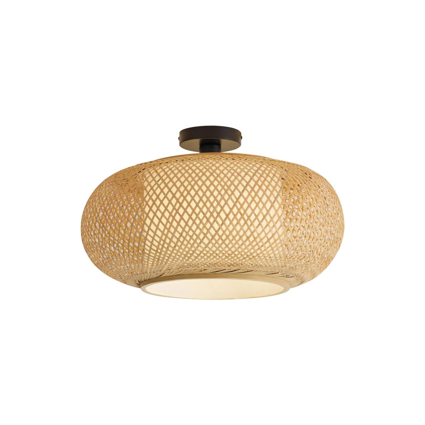 Japandi plafondlamp Liva bamboe detail vlechtwerk