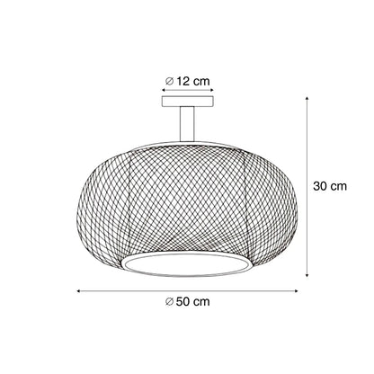 Japandi plafondlamp Liva bamboe lichteffect schaduw