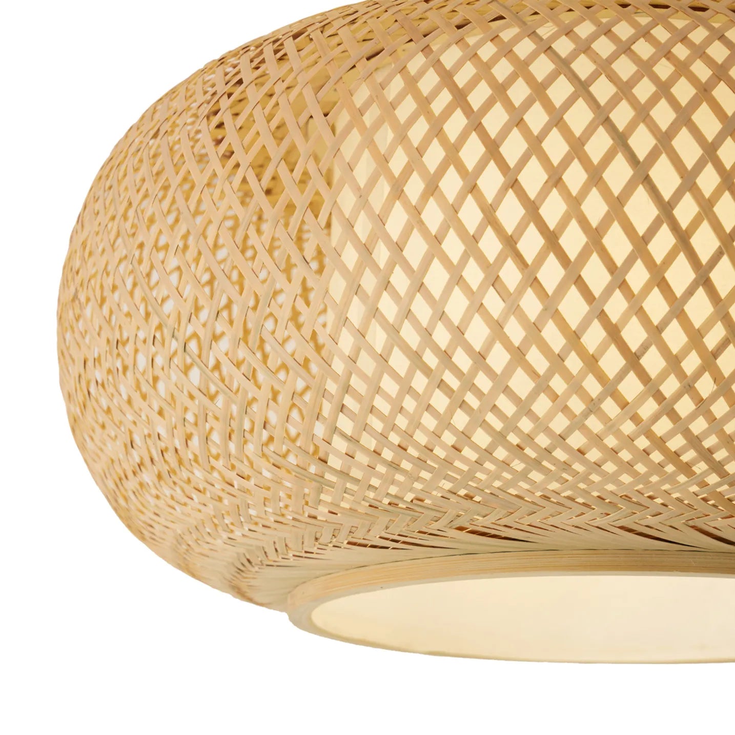 Japandi plafondlamp Liva bamboe in woonkamer