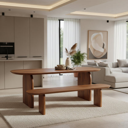 Eetkamerbank Bullnose Bruin Mangohout 240cm - Eetkamerbank - afbeelding 4