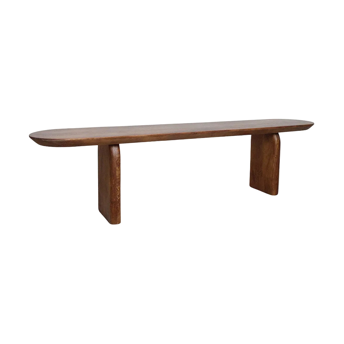 Eetkamerbank Bullnose Bruin Mangohout 180cm - Eetkamerbank