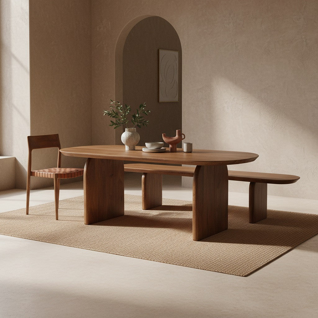 Eetkamerbank Bullnose Bruin Mangohout 240cm - Eetkamerbank - afbeelding 13
