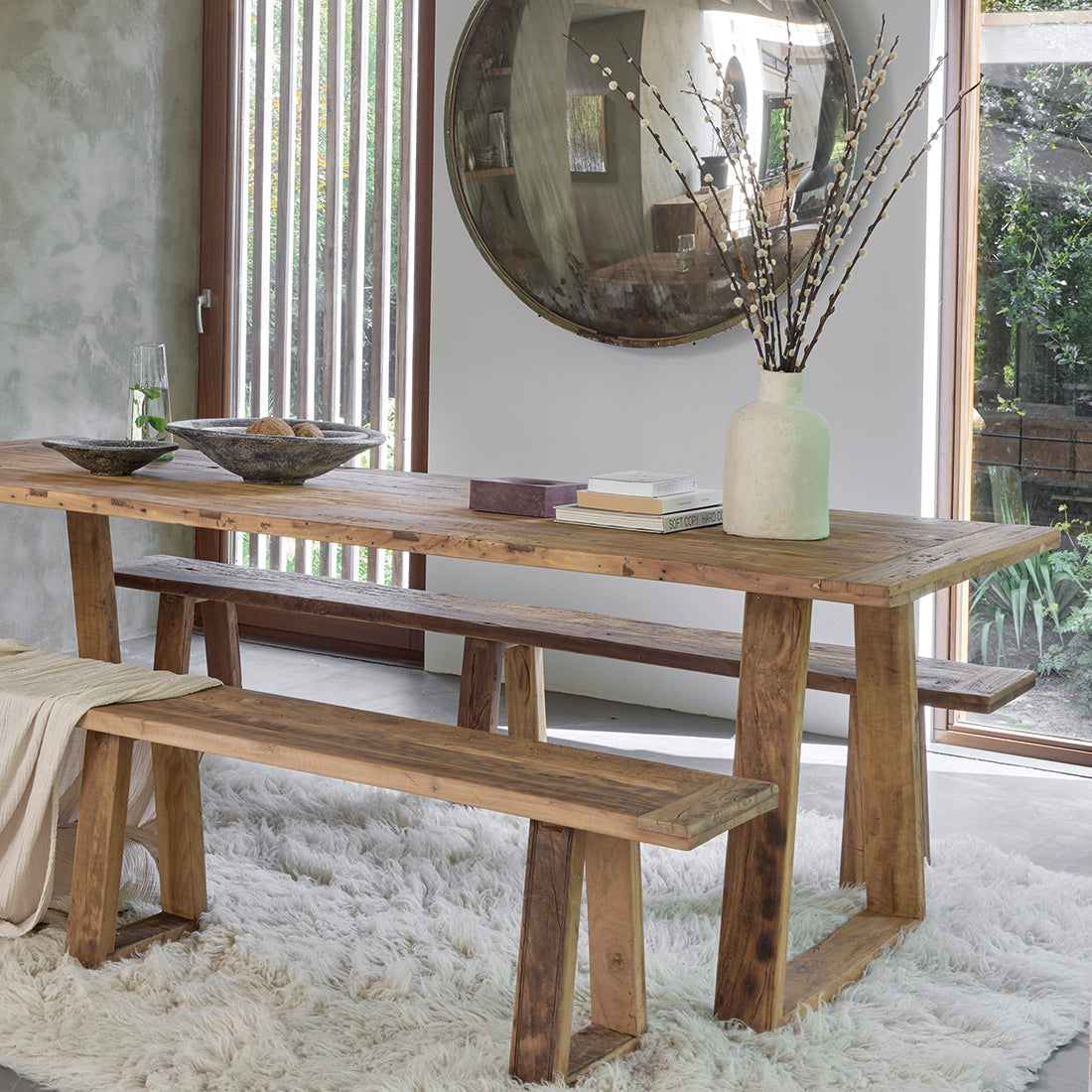 Teakhouten Eetkamerbank Farmwood 180cm - Eetkamerbank - afbeelding 2