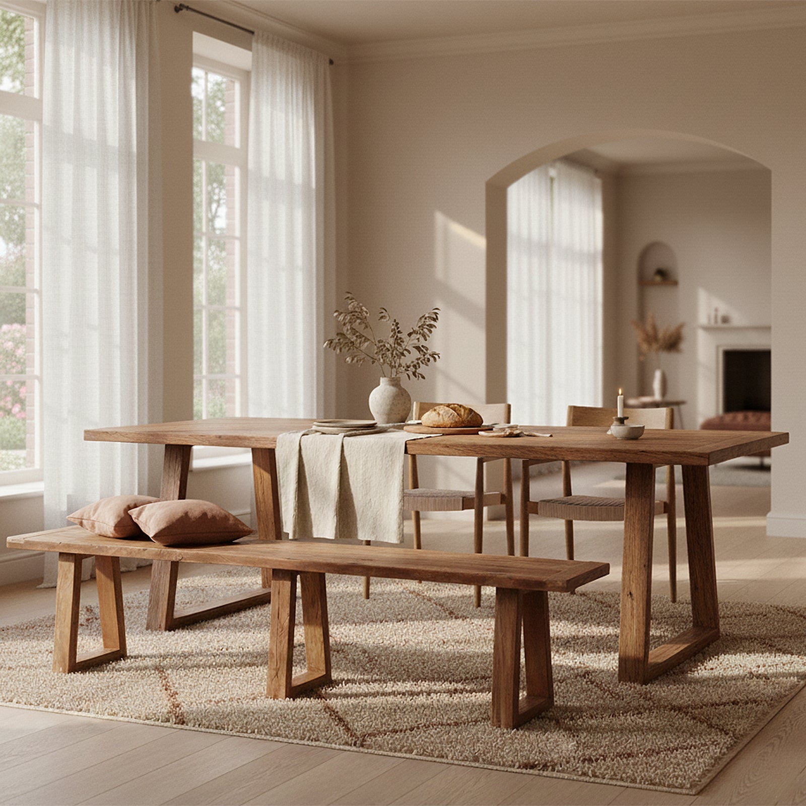 Teakhouten Eettafel Farmwood 240cm - Eetkamertafel - afbeelding 2