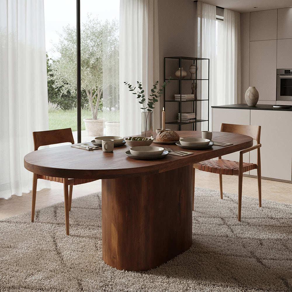 Bullnose Oblong Mangohouten Eettafel Ovaal - 240 cm - Eetkamertafel - afbeelding 4