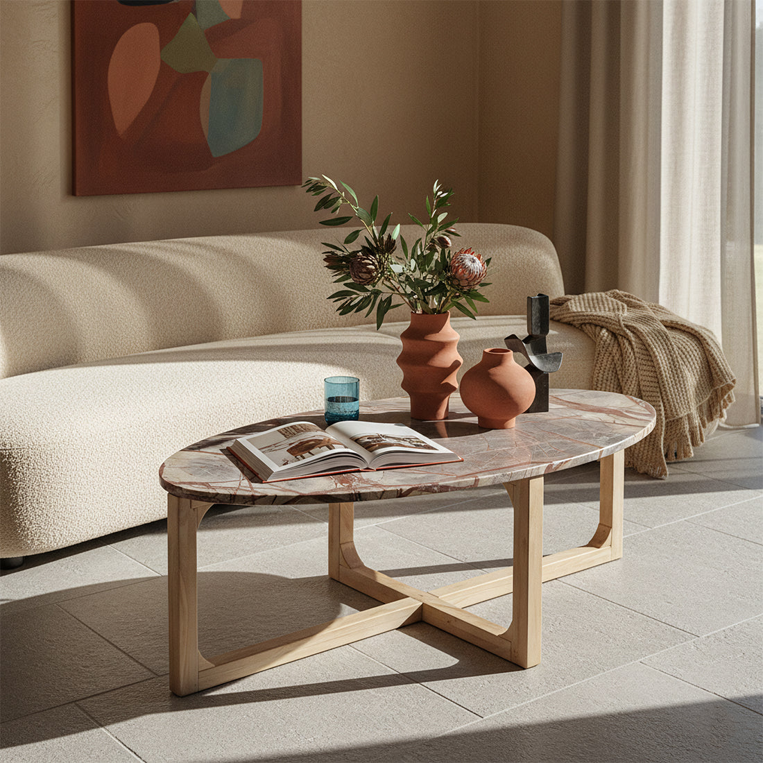 Marmeren Salontafel Ovaal Bizar - Salontafel - afbeelding 4
