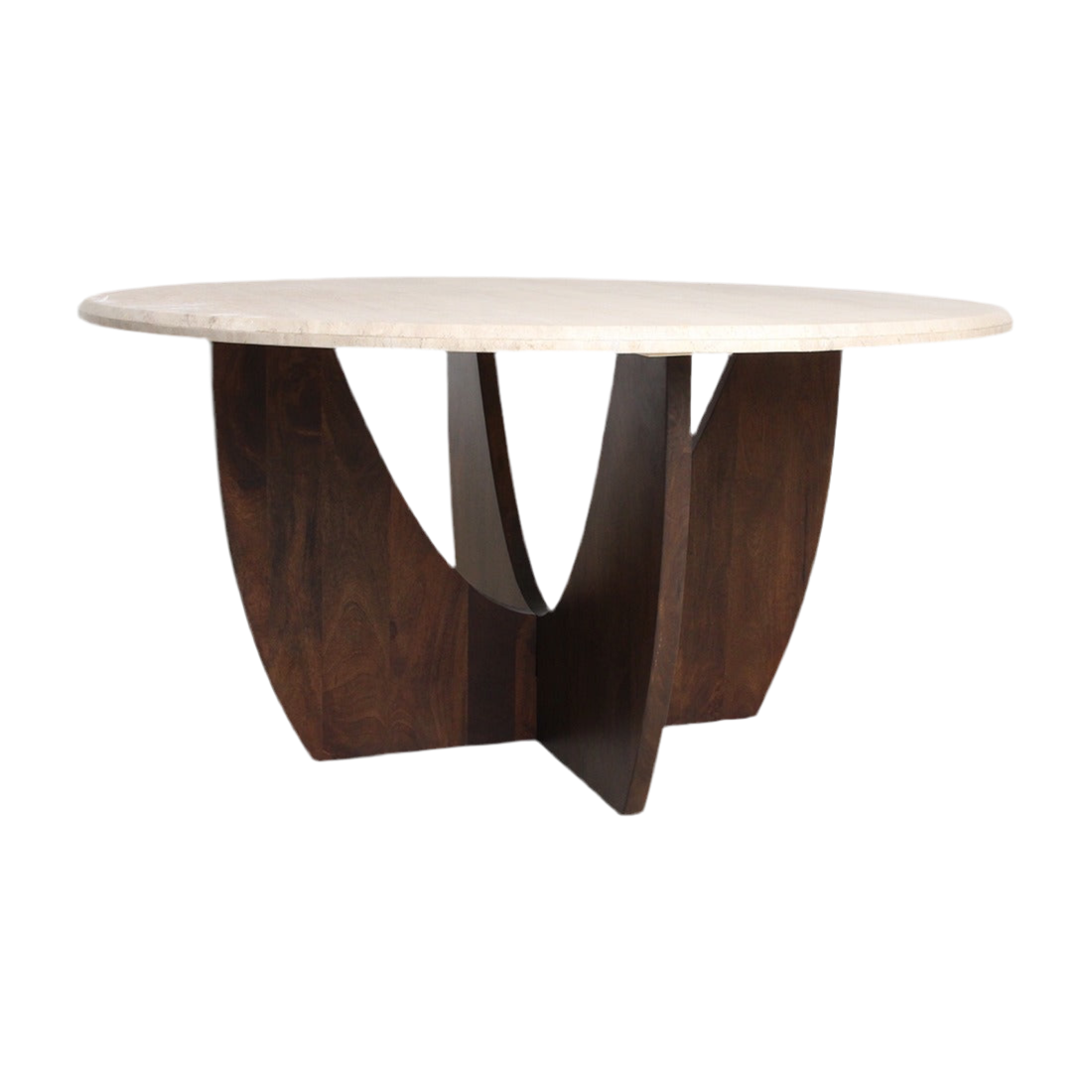 Ronde Eetkamertafel Travertin Ronde Bruin Onderstel Ø120cm - Eetkamertafel