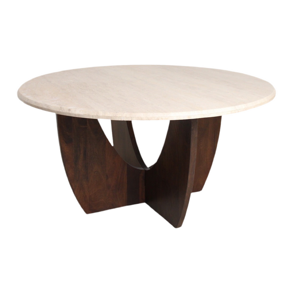 Ronde Eetkamertafel Travertin Ronde Bruin Onderstel Ø120cm - Eetkamertafel - afbeelding 2