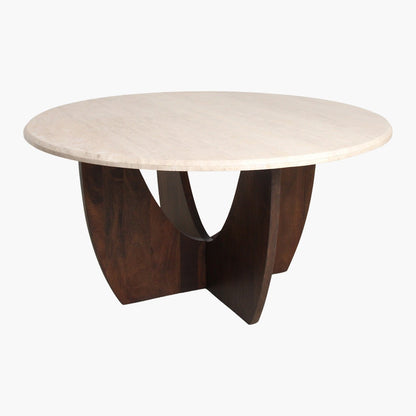 Ronde Eetkamertafel Travertin Ronde Bruin Onderstel Ø120cm - Eetkamertafel - afbeelding 8