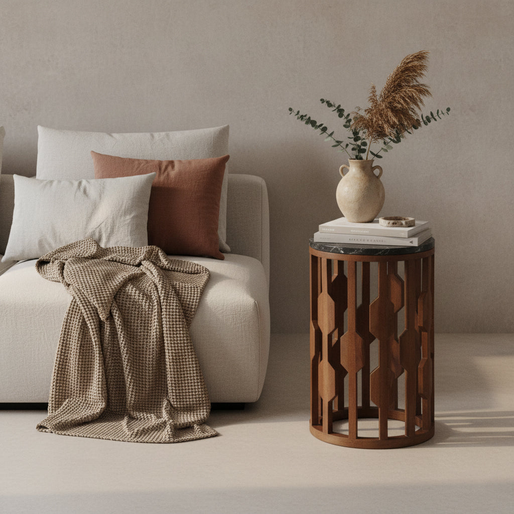 Lampung bijzettafel marmer zwart – 40x40x50 cm - Bijzettafel - afbeelding 5