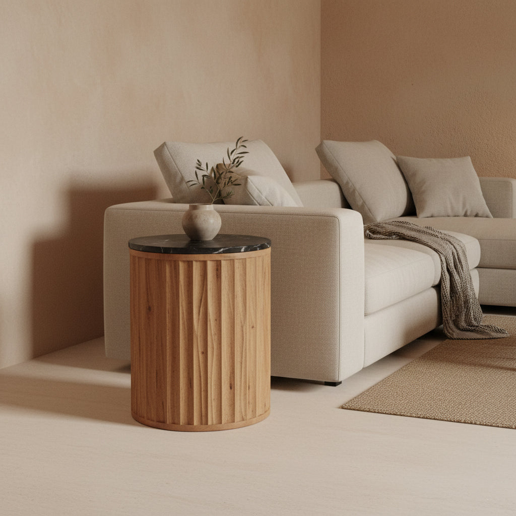 Ronde Bijzettafel Langkawi Marmer Zwart - Bijzettafel - afbeelding 4