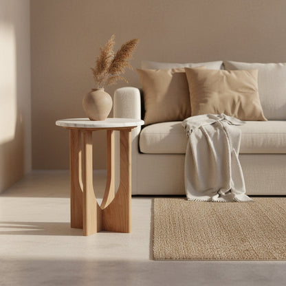 Kuching Bijzettafel Marmer Wit - Bijzettafel - afbeelding 2