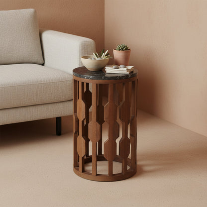 Lampung bijzettafel marmer zwart – 40x40x50 cm - Bijzettafel - afbeelding 2