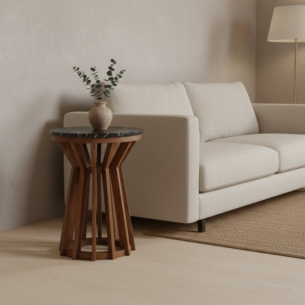 Sabah Bijzettafel Marmer Zwart – 40x40x50 cm - Bijzettafel - afbeelding 2