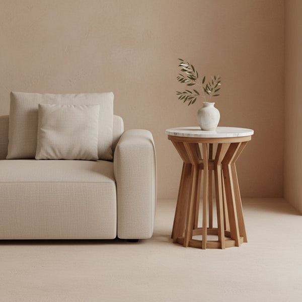 Sarawak Bijzettafel Marmer Wit - Bijzettafel - afbeelding 2