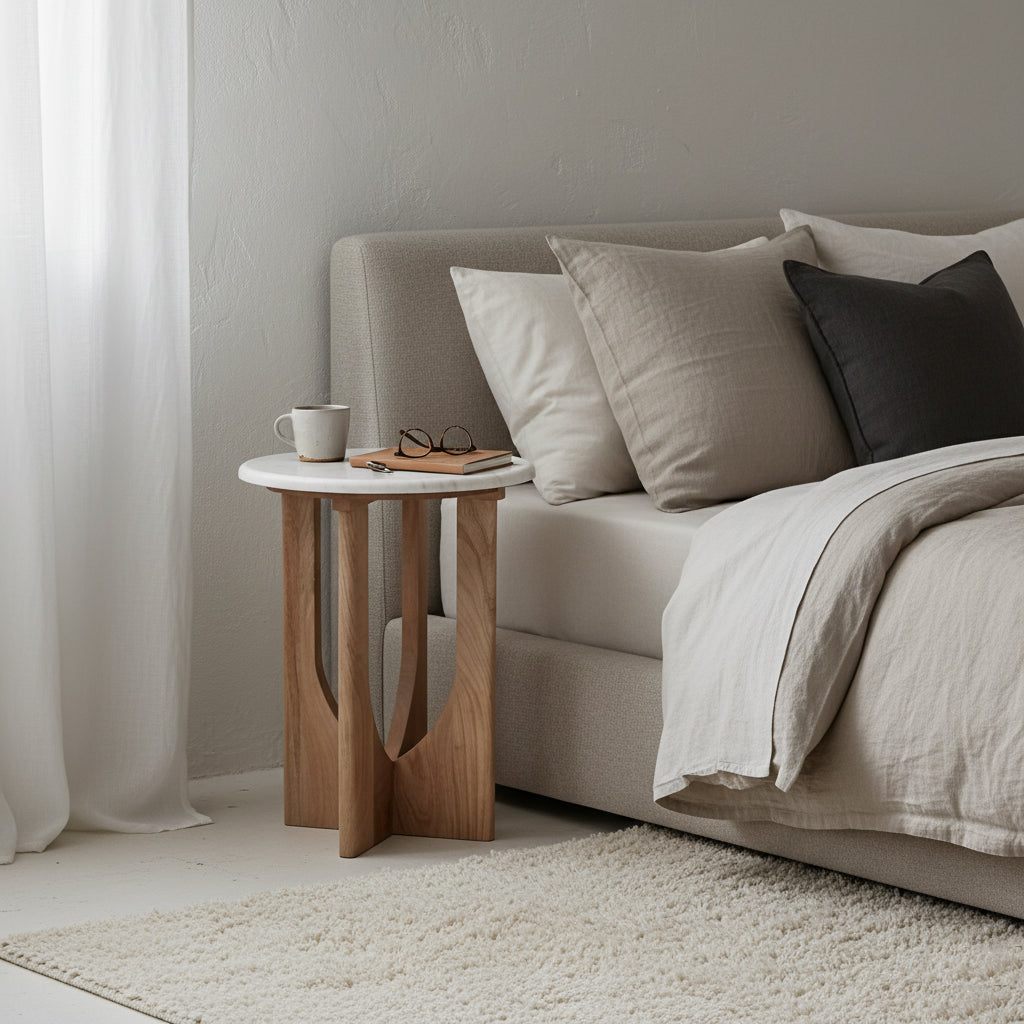 Kuching Bijzettafel Marmer Wit - Bijzettafel - afbeelding 8