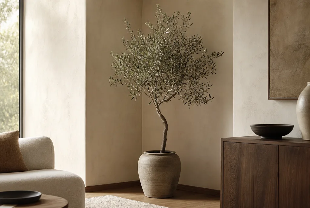 Een enkele sculpturale plant als rustig accent in een hoek