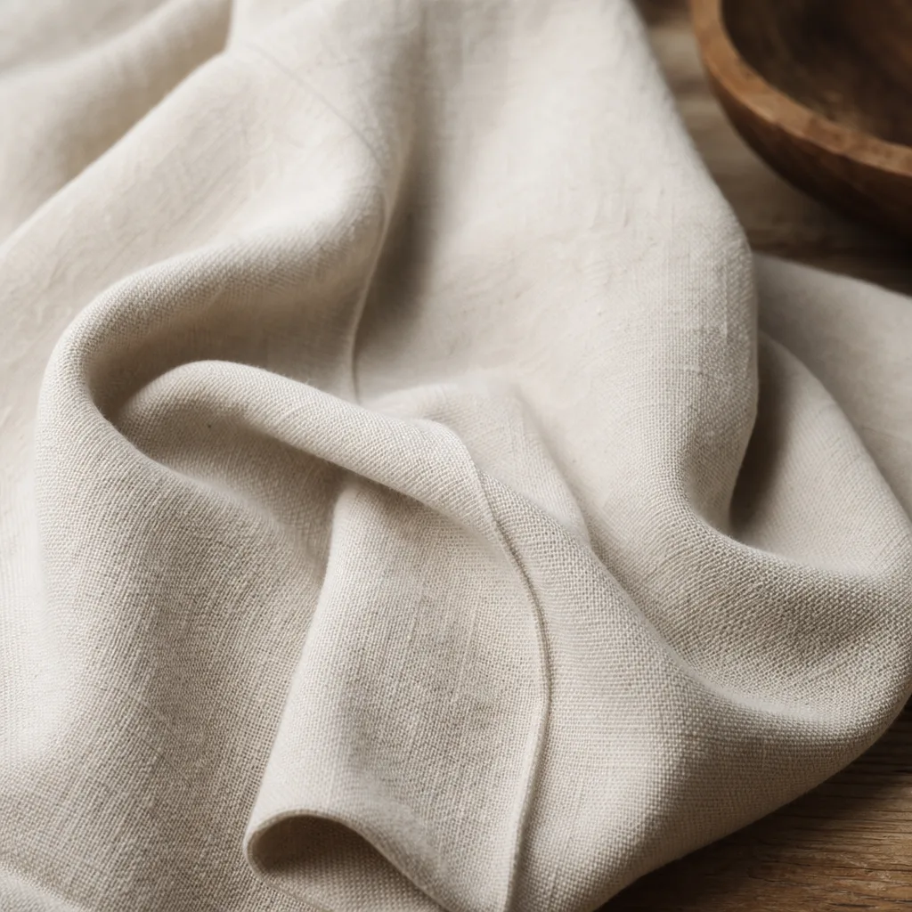 Detail van een gevouwen linnen doek met natuurlijke kreuk